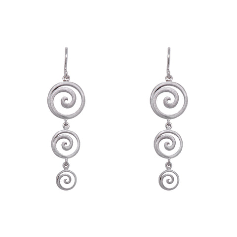 925 Sterling Silver Rhodium Plated Gratitude 3 Symbol Drop Earring On Wire