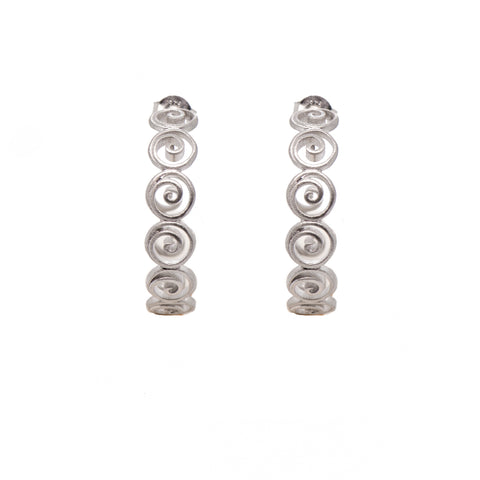 Gratitude Hoop Earrings Silver Rhodium
