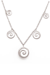 925 Sterling Silver Rhodium Plated Gratitude Mini Swirl Necklace 16"/18"