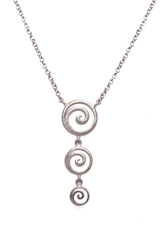 Silver Rhodium Gratitude 3 Swirl Necklace Open