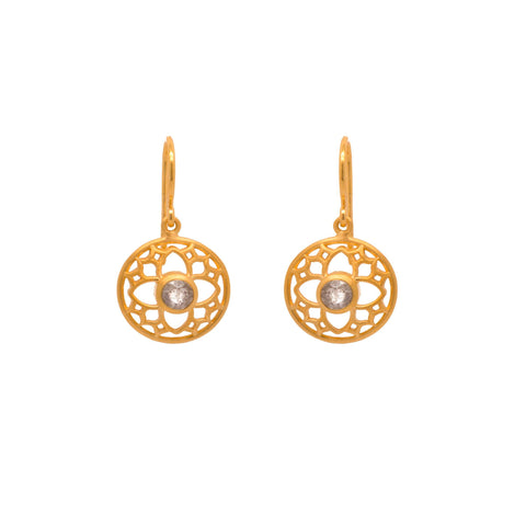 JOYFUL CIRCLE EARRINGS LABRODORITE WIRE 24K GOLD VERMEIL - Joyla Jewelry