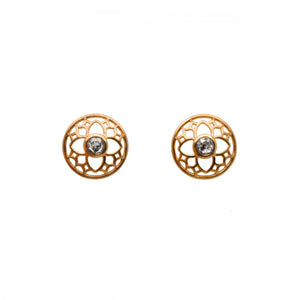 JOYFUL CIRCLE EARRINGS BLUE TOPAZ POST 24K GOLD VERMEIL - Joyla Jewelry