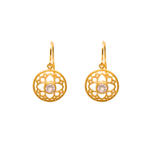 JOYFUL CIRLCE EARRINGS RAINBOW MOONSTONE WIRE 24K GOLD VERMEIL - Joyla Jewelry