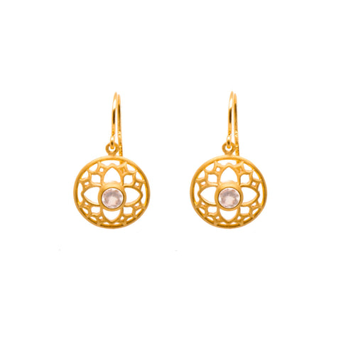 JOYFUL CIRLCE EARRINGS RAINBOW MOONSTONE WIRE 24K GOLD VERMEIL - Joyla Jewelry