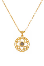 Load image into Gallery viewer, JOYFUL CIRCLE PENDANT 20MM LABRODORITE 24K GOLD VERMEIL - Joyla Jewelry
