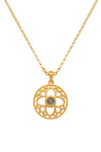 JOYFUL CIRCLE PENDANT 20MM LABRODORITE 24K GOLD VERMEIL - Joyla Jewelry