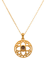 Load image into Gallery viewer, JOYFUL CIRCLE PENDANT SMALL SMOKY QUARTZ 24K GOLD VERMEIL - Joyla Jewelry
