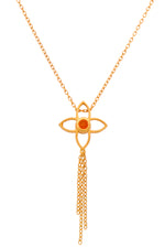 Load image into Gallery viewer, Carnelian Joy Flower Necklace With Tassel 16&quot;/18&quot; 24K Gold Vermeil
