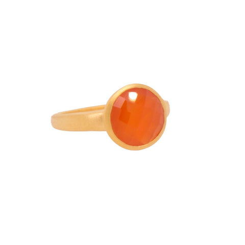 JOY BASIC RING CARNELIAN 24K GOLD VERMEIL - Joyla Jewelry