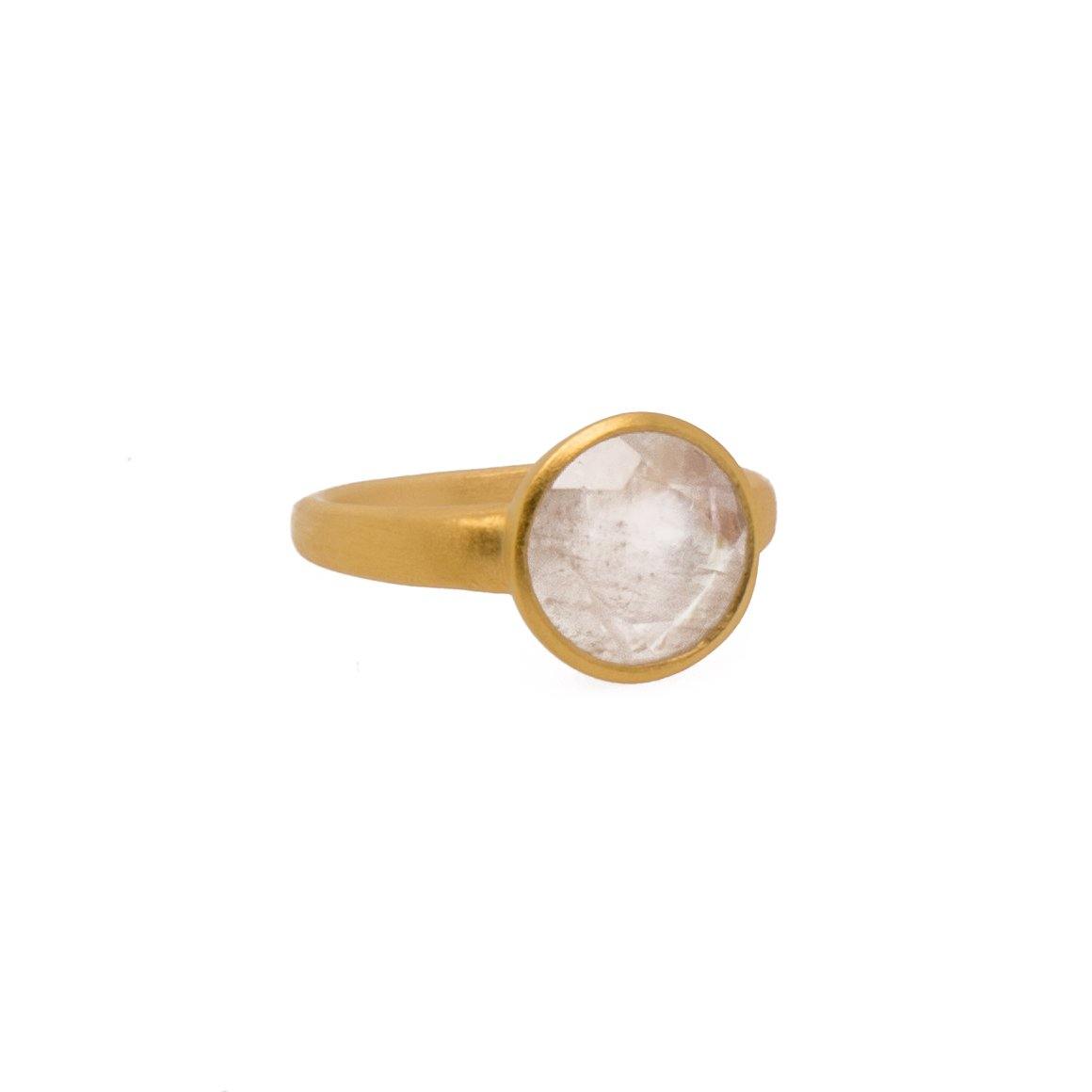 JOY BASIC RING RAINBOW MOONSTONE 24K GOLD VERMEIL - Joyla Jewelry