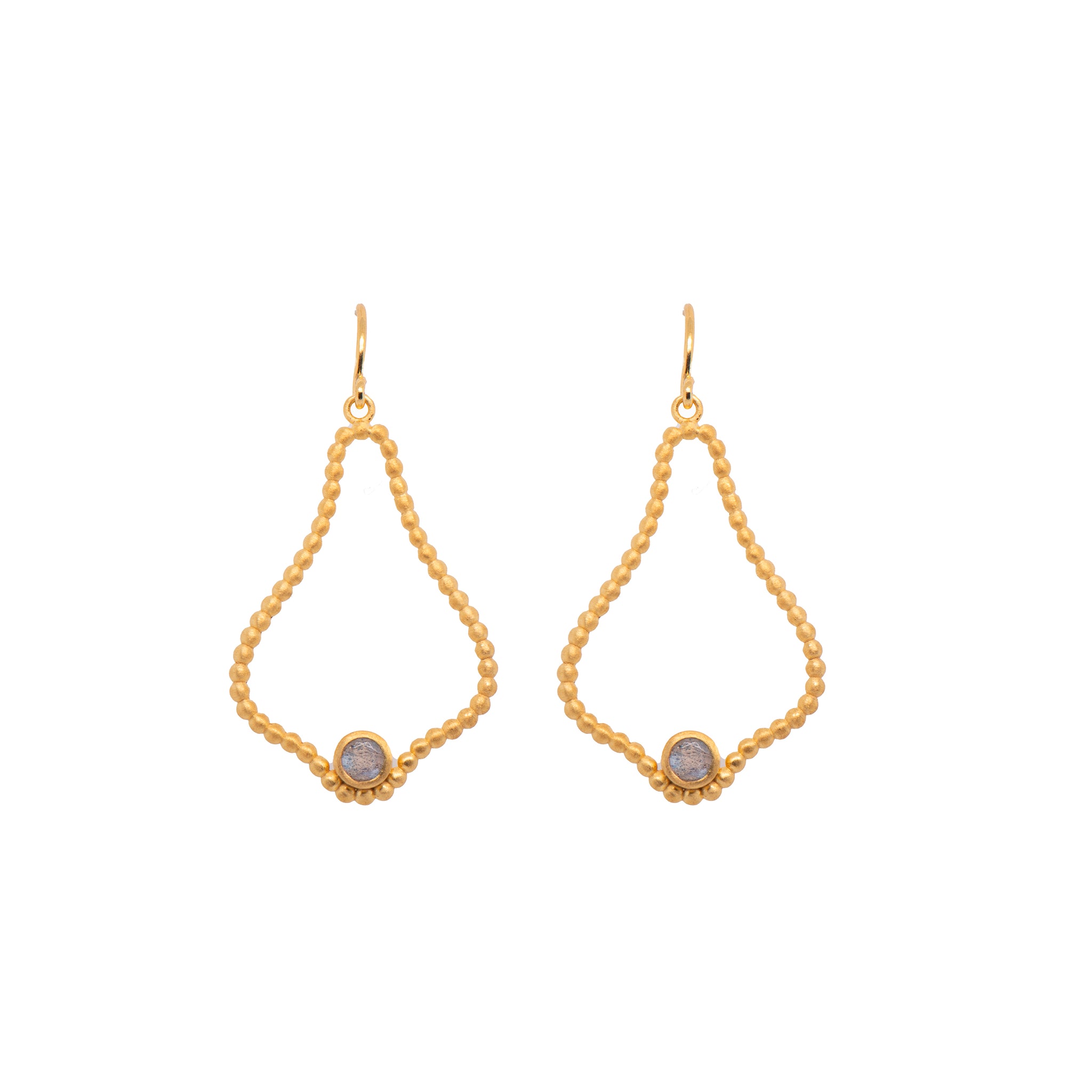 Labradorite Karma Wire Earrings 24K Fair Trade Gold Vermeil