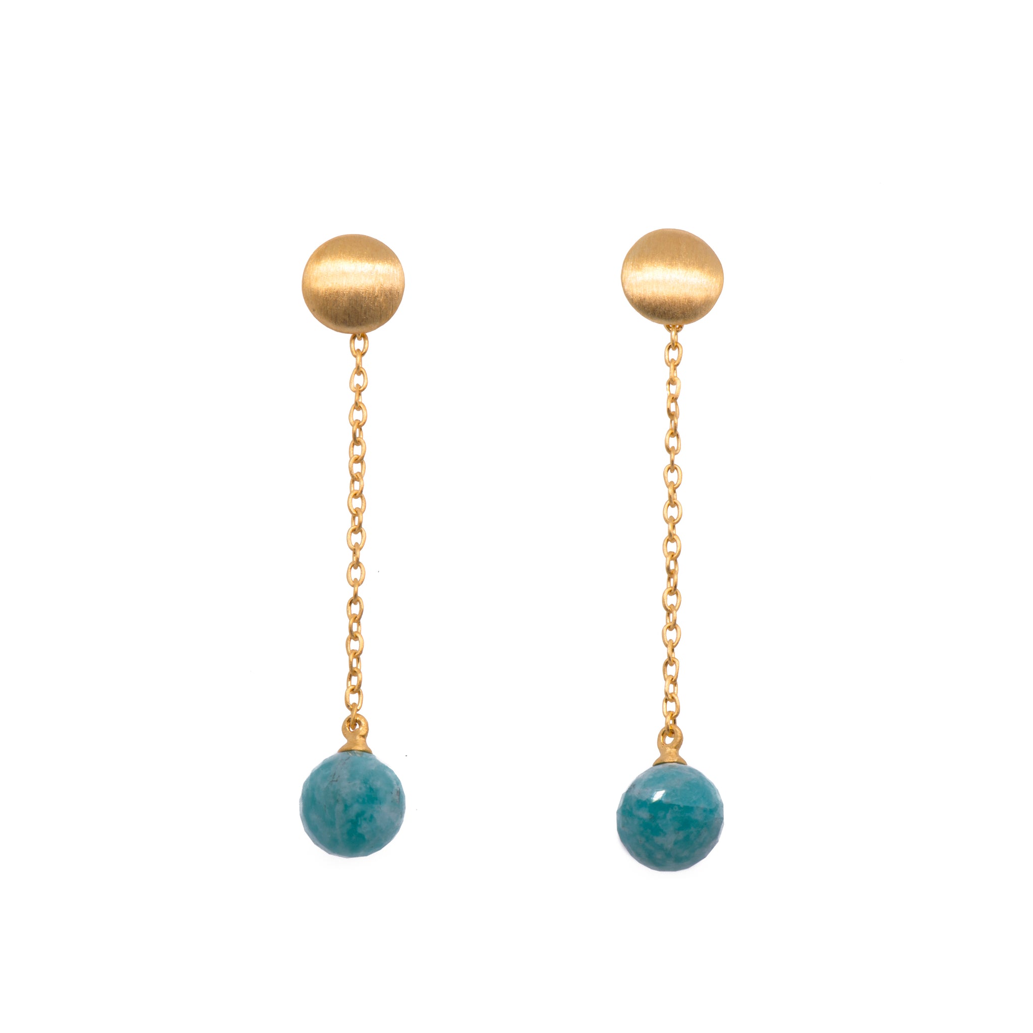 Moon Chain Drop Amazonite Earrings 24K Gold Vermeil