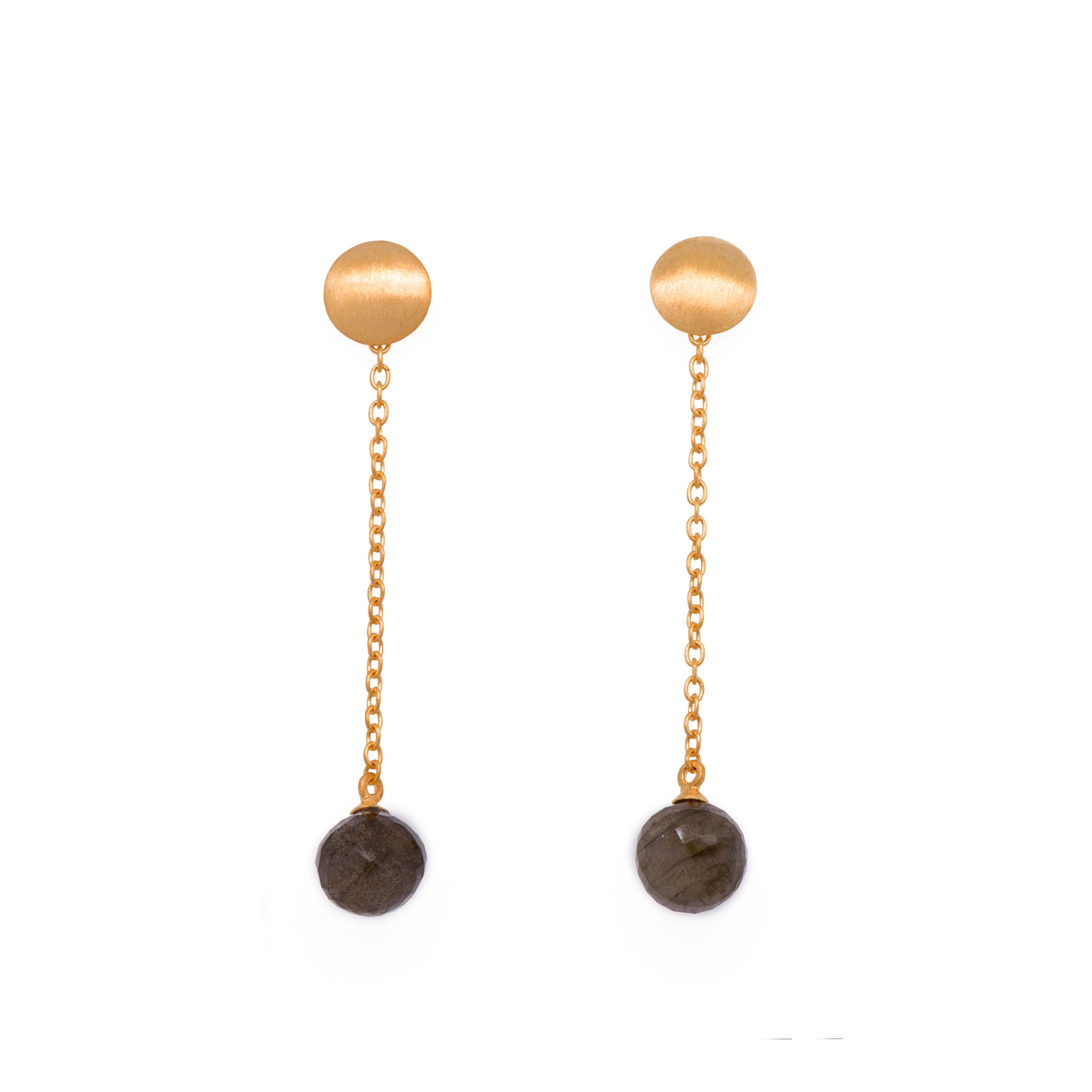 Moon Chain Drop Labradorite Earrings