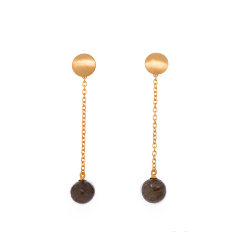 Moon Chain Drop Labradorite Earrings 24K Gold Vermeil