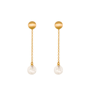 Moon Chain Drop Rainbow Moonstone Earrings