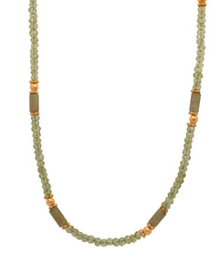 Peridot and Vesuvian 3mm Necklace 24K Fair Trade Gold Vermeil