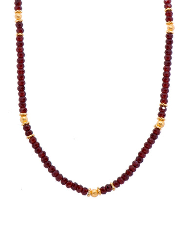 Garnet 3mm Necklace 24K Fair Trade Gold Vermeil