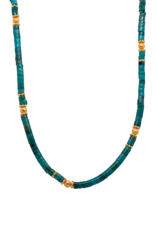 Turquoise Necklace 24K Fair Trade Gold Vermeil 16/18" 3MM