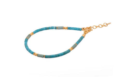 Turquoise and Chrysocolla 3mm Bracelet 24K Fair Trade Gold Vermeil