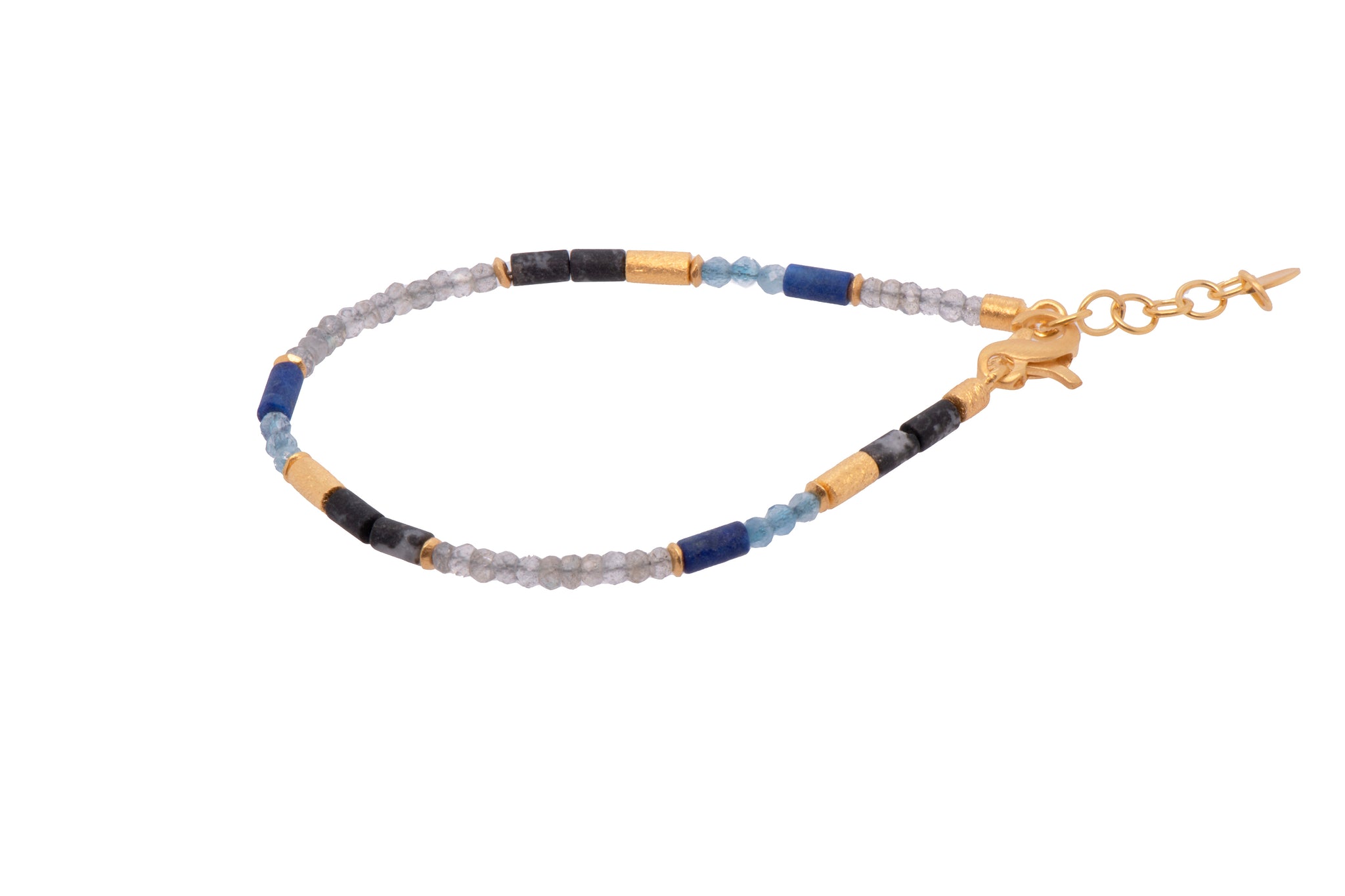 Labradorite, Lapis, Aquamarine,  and Jasper Bracelet 24K Fair Trade Gold Vermeil