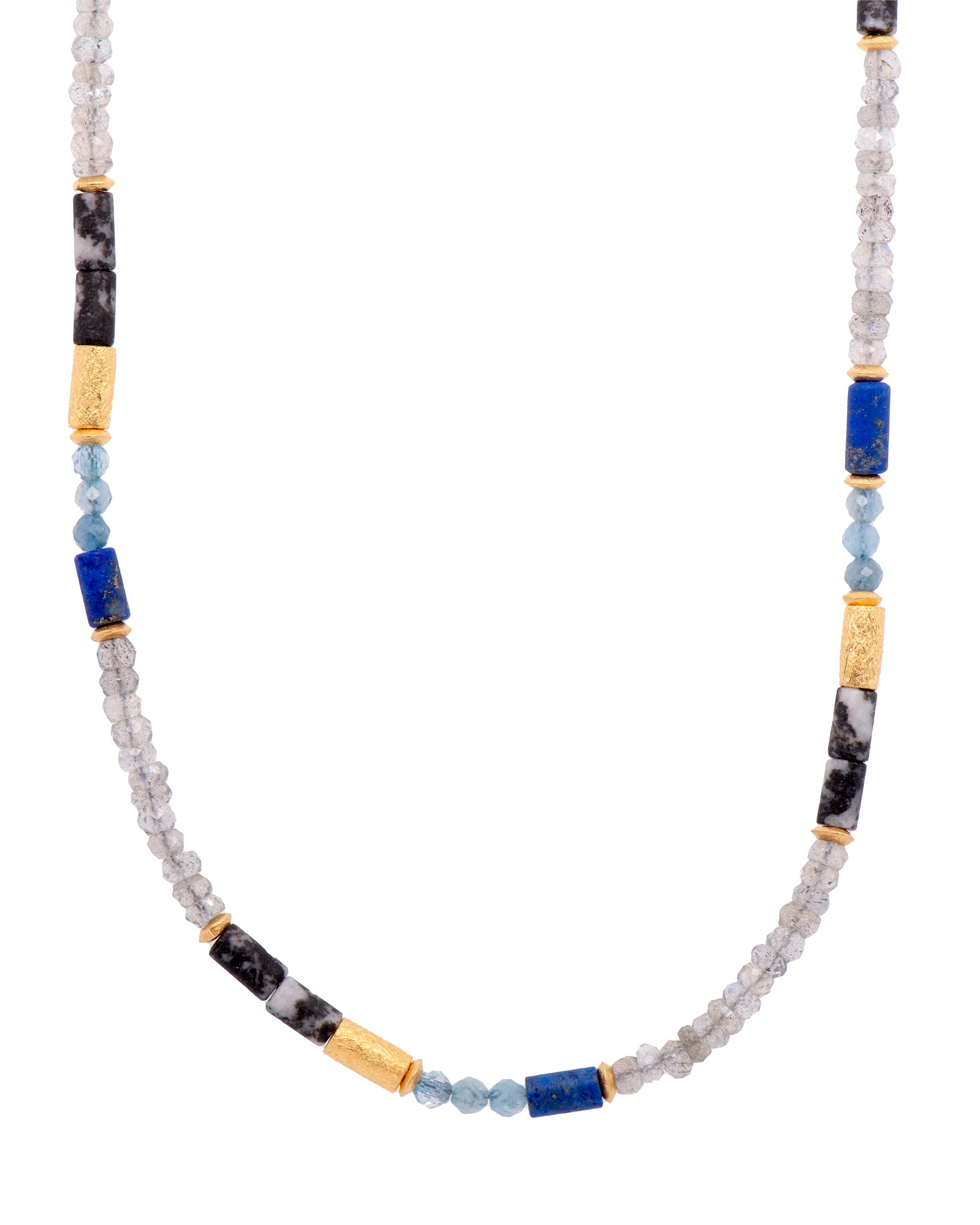 Labradorite, Lapis, Aquamarine, and Jasper Necklace 24K Fair Trade Gold Vermeil