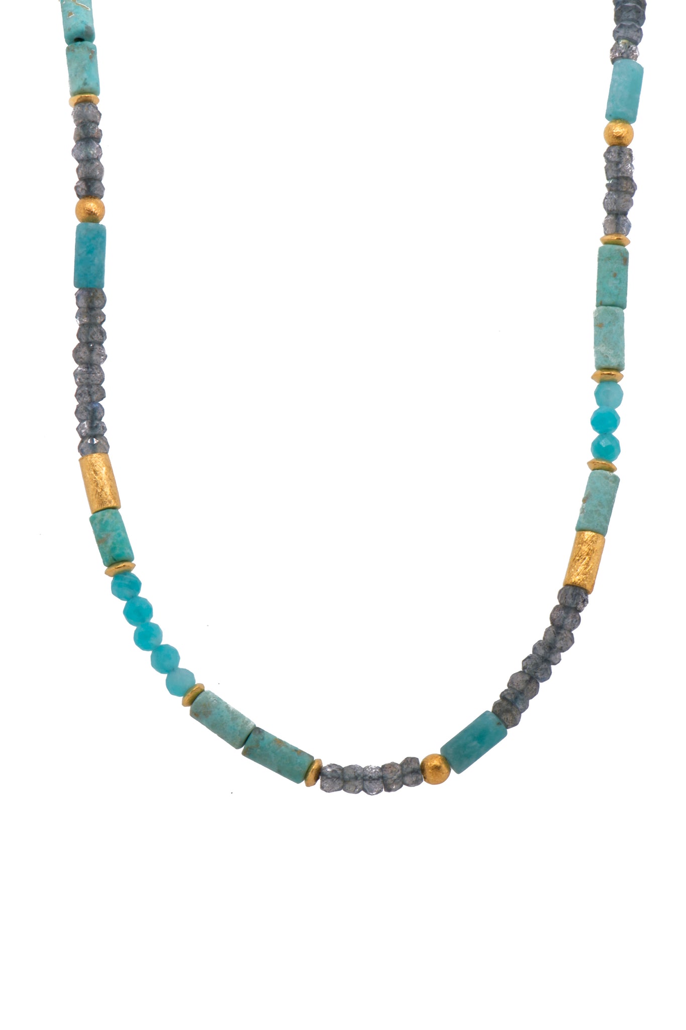 Amazonite and Labradorite Necklace Fair Trade 24K Gold Vermeil