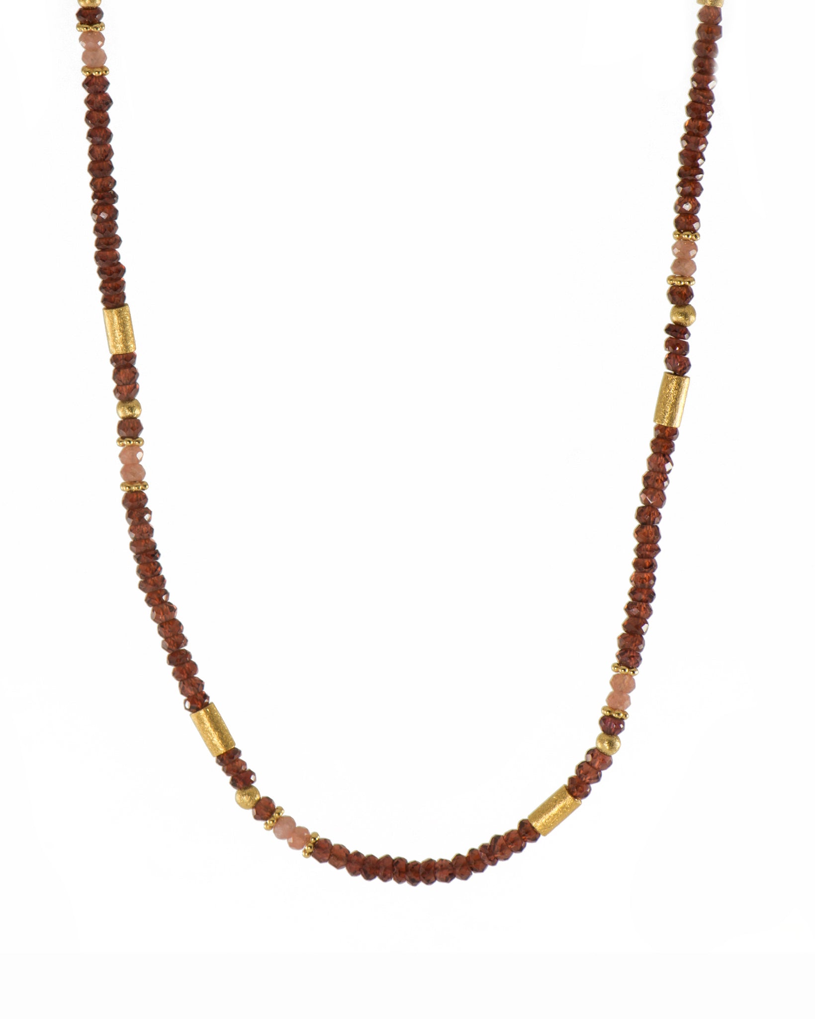 Garnet and Moonstone Necklace 3MM Fair Trade 24K Gold Vermeil