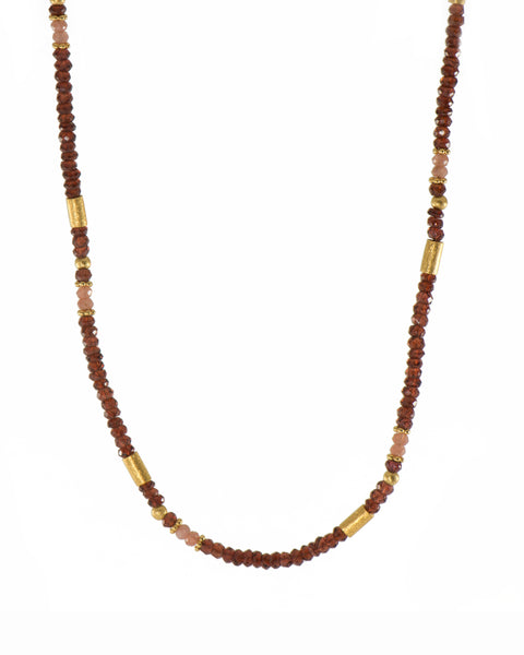 Garnet and Moonstone Necklace 3MM Fair Trade 24K Gold Vermeil