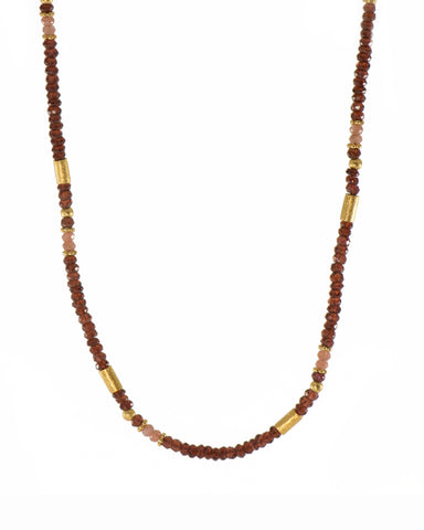Garnet and Moonstone Necklace 3MM Fair Trade 24K Gold Vermeil