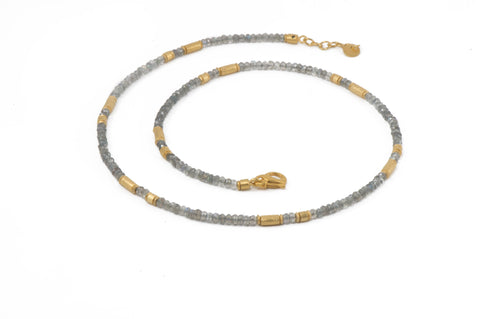 LABRADORITE NECKLACE 3MM FAIR TRADE 24K GOLD VERMEIL - Joyla Jewelry