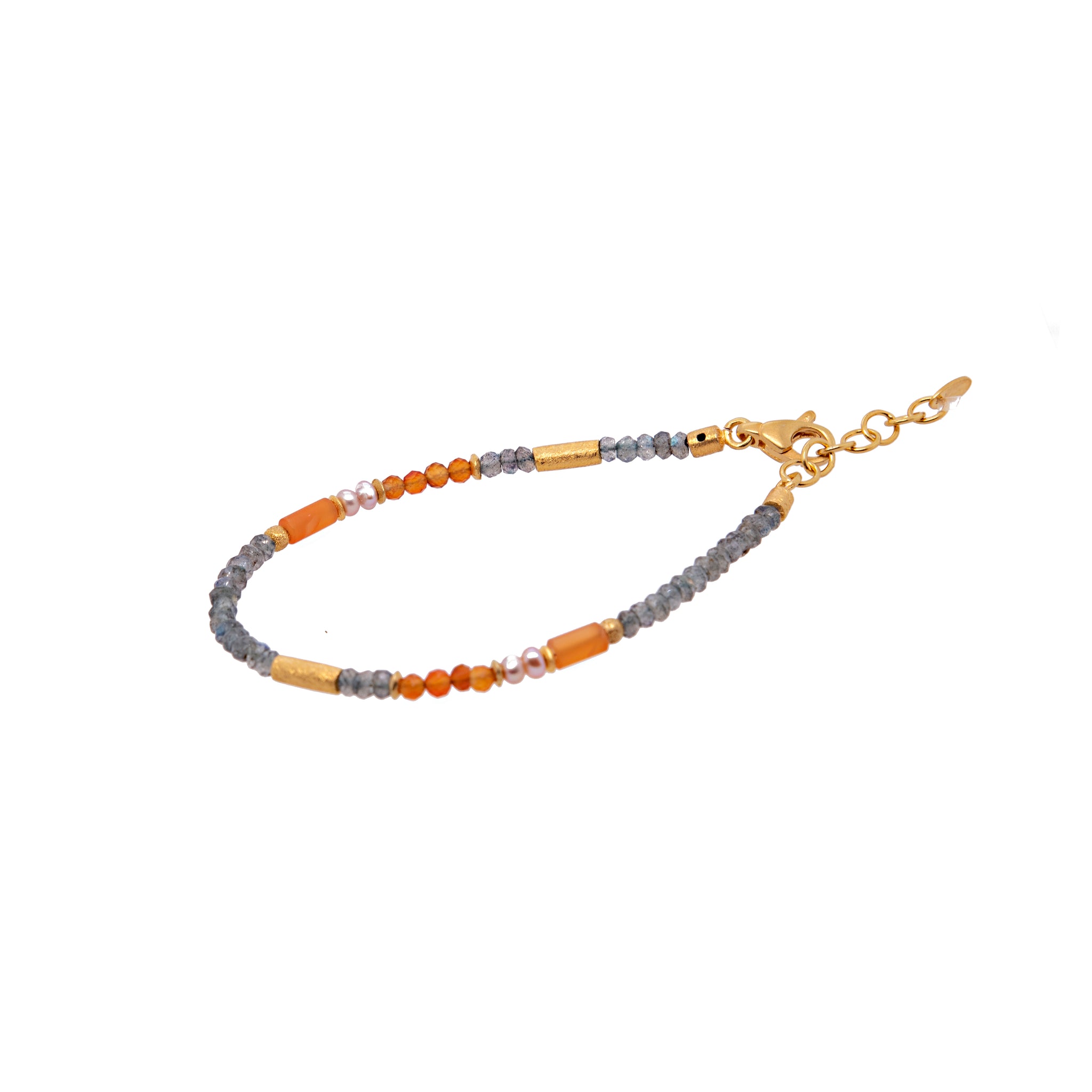 Bracelet- 3 MM Labradorite and Carnelian