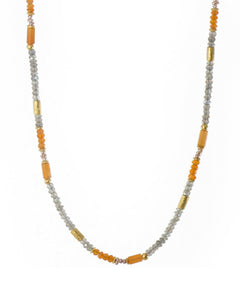 Labradorite and Carnelian 3MM Necklace 24K Fair Trade Gold Vermeil