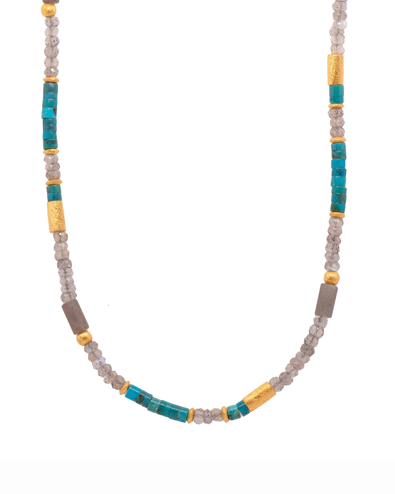 Labradorite and Turquoise 3mm Necklace 24K Fair Trade Gold Vermeil