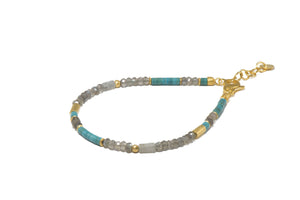 TURQUOISE & LABRADORITE BRACELET 3MM FAIR TRADE 24K GOLD VERMEIL - Joyla Jewelry
