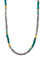 Load image into Gallery viewer, Turquoise, Chrysoprase, and Pearls 3mm Necklace 24K Fair Trade Gold Vermeil
