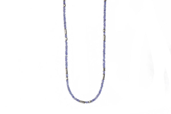 TANZANITE RHODIUM PLATED SILVER NECKLACE 3MM - Joyla Jewelry