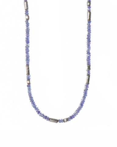 Tanzanite Necklace 3mm Rhodium Plated Silver