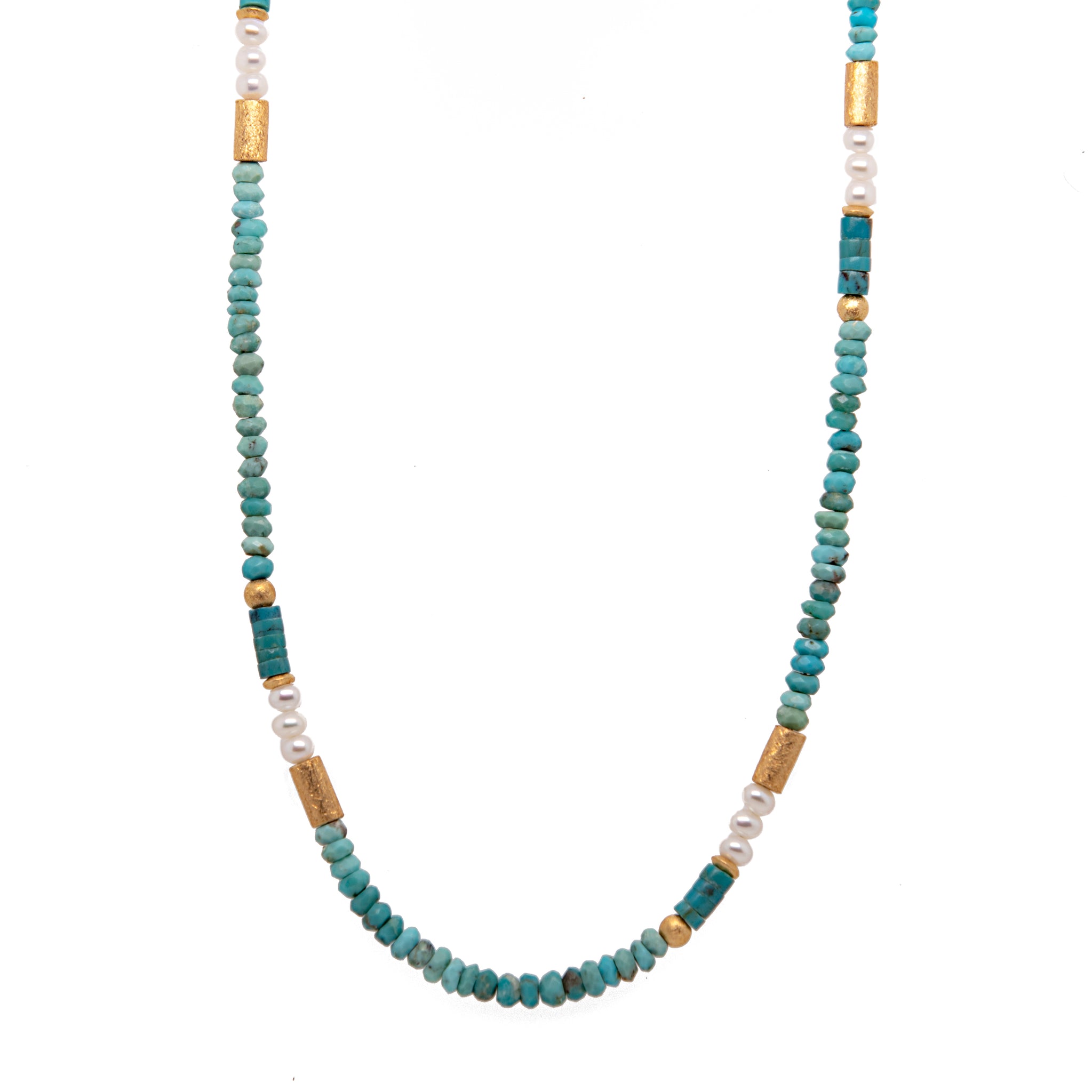 Necklace- Turquoise and White Pearls