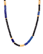 Load image into Gallery viewer, Lapis and Black Spinel Necklace Fair Trade 24K Gold Vermeil
