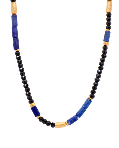 Lapis and Black Spinel Necklace Fair Trade 24K Gold Vermeil