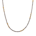 Load image into Gallery viewer, Labradorite and Grey Pearls Necklace 2mm 24K Fair Trade Gold Vermeil

