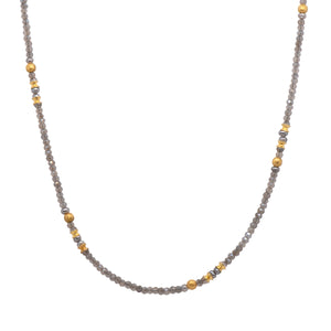 Labradorite and Grey Pearls Necklace 2mm 24K Fair Trade Gold Vermeil