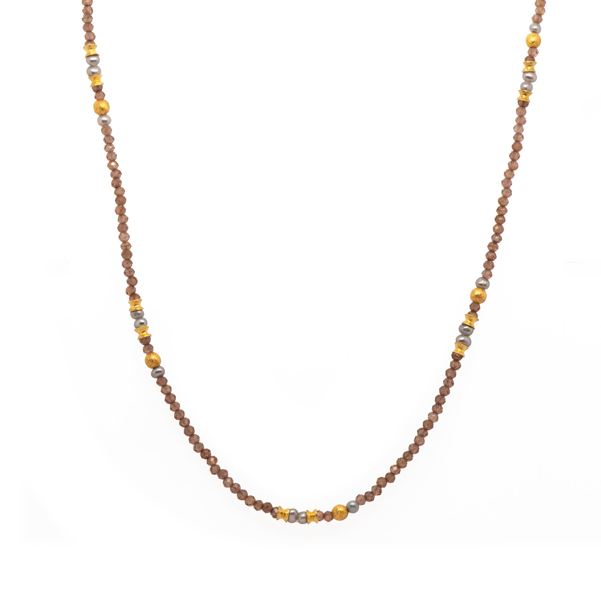 Zircon and Grey Pearl 2MM Pendant Necklace 24K Fair Trade Gold Vermeil