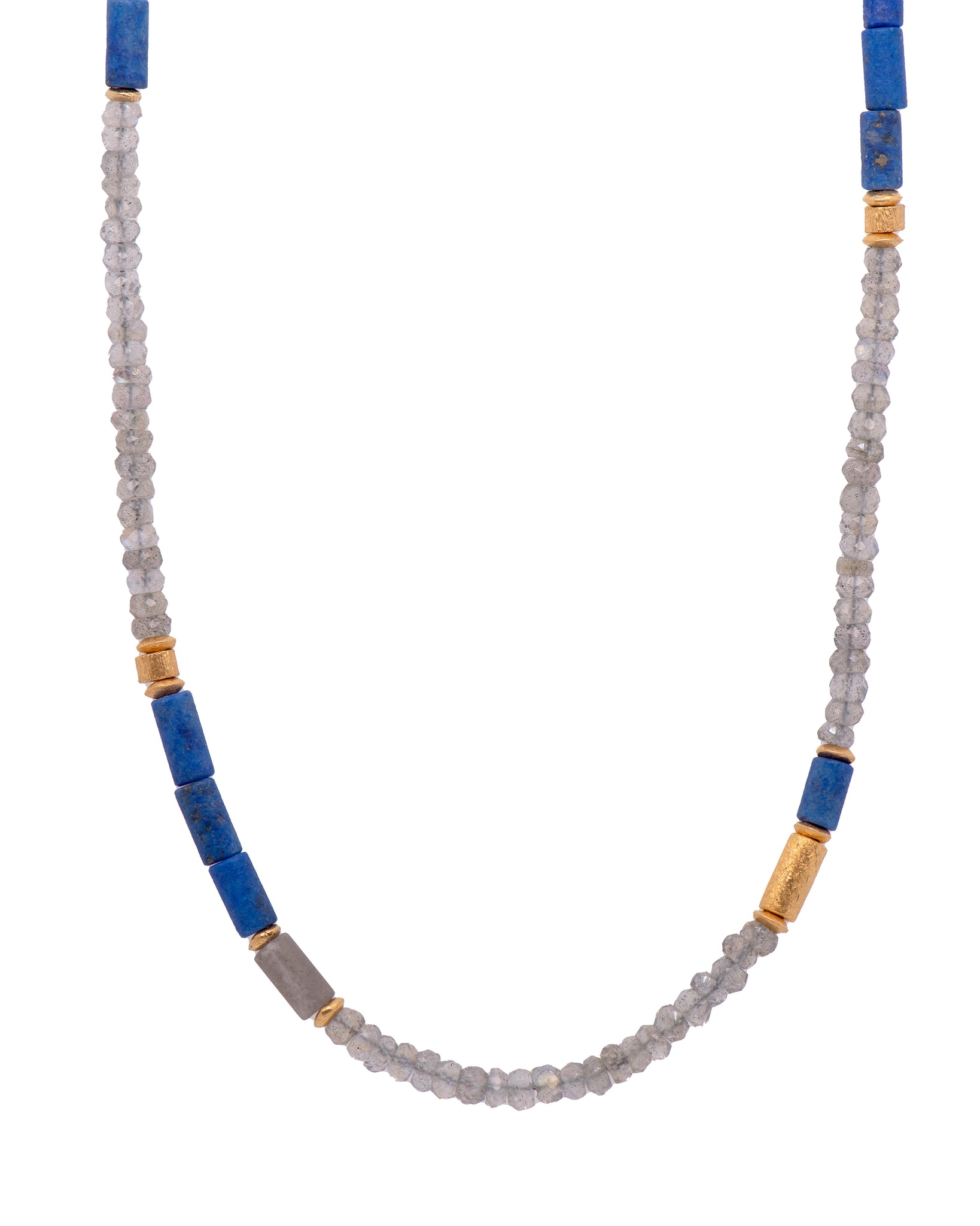 Labradorite and Lapis Necklace 24K Fair Trade Gold Vermeil