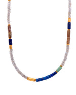 Load image into Gallery viewer, Labradorite, Lapis, Chrysocolla  and Jasper Necklace 24K Fair Trade Gold Vermeil
