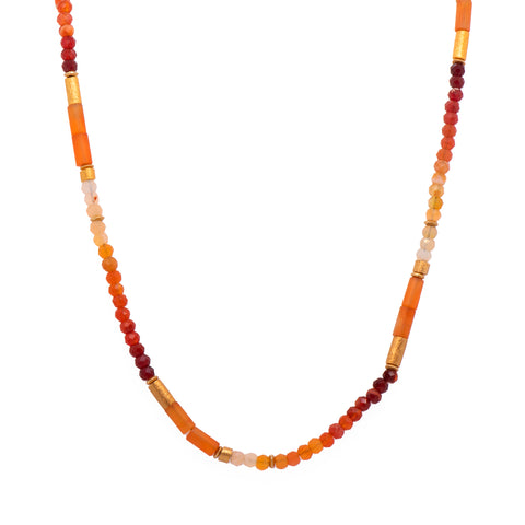 Carnelian and Fire Opal Necklace 24K Fair Trade Gold Vermeil 3mm