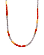 Load image into Gallery viewer, Labradorite and Coral Necklace 24K Fair Trade Gold Vermeil
