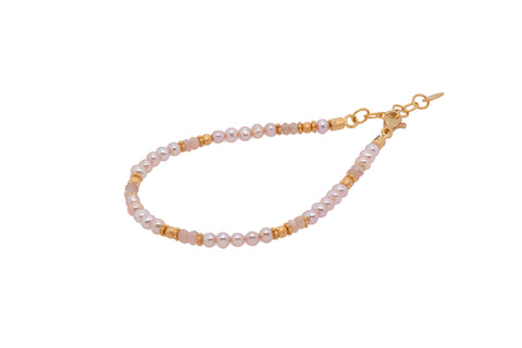 Pearl and Moonstone Bracelet Fair Trade 24K Gold Vermeil