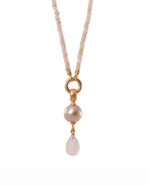 Pink Opalite Necklace Fair Trade 24K Gold Vermeil