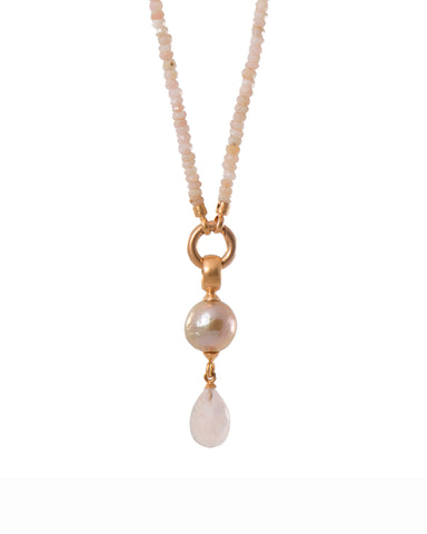 Pink Opalite Necklace Fair Trade 24K Gold Vermeil
